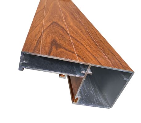 Profil jendela aluminium casement dengan motif kayu untuk pasar Amerika Latin