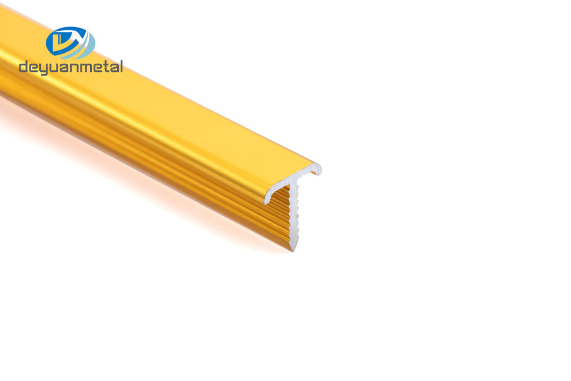 Anodized Extruded Aluminium T Channel 0.7-1.2mm Ketebalan ODM Tersedia warna emas dengan kurva